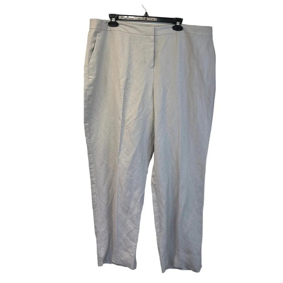 Kasper Women Size 18 Summer Straw Mid-Rise Straight Leg Fly-Front Pants NEW - Picture 1 of 12